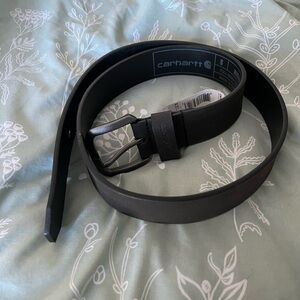 Carhartt Black woman’s Leather Belt with Brushed Metal Buckle